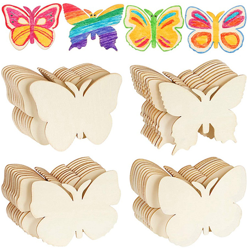 Oud Wood Chip - 10 stuks houten vlinder blanco hout