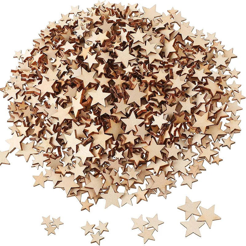 Oud Wood Chip - 100-500 Stuks Mini Houten Sterren Lege